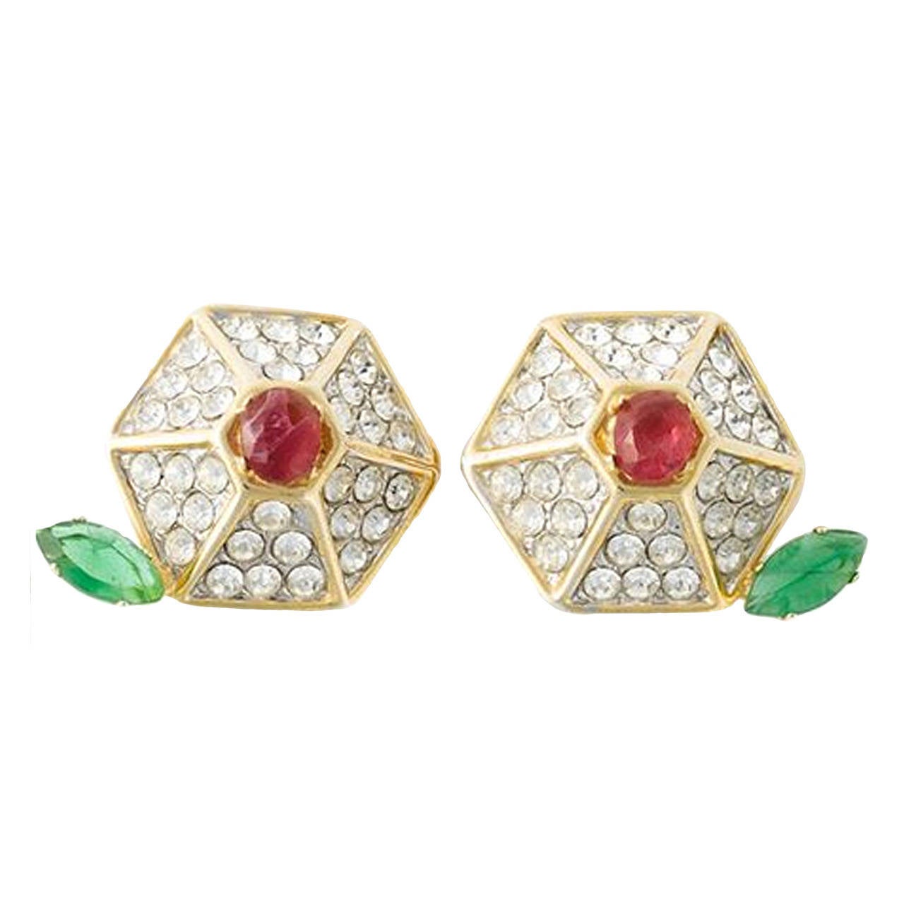 Rare Pierre Cardin 'Spring' 80s Flower Earrings