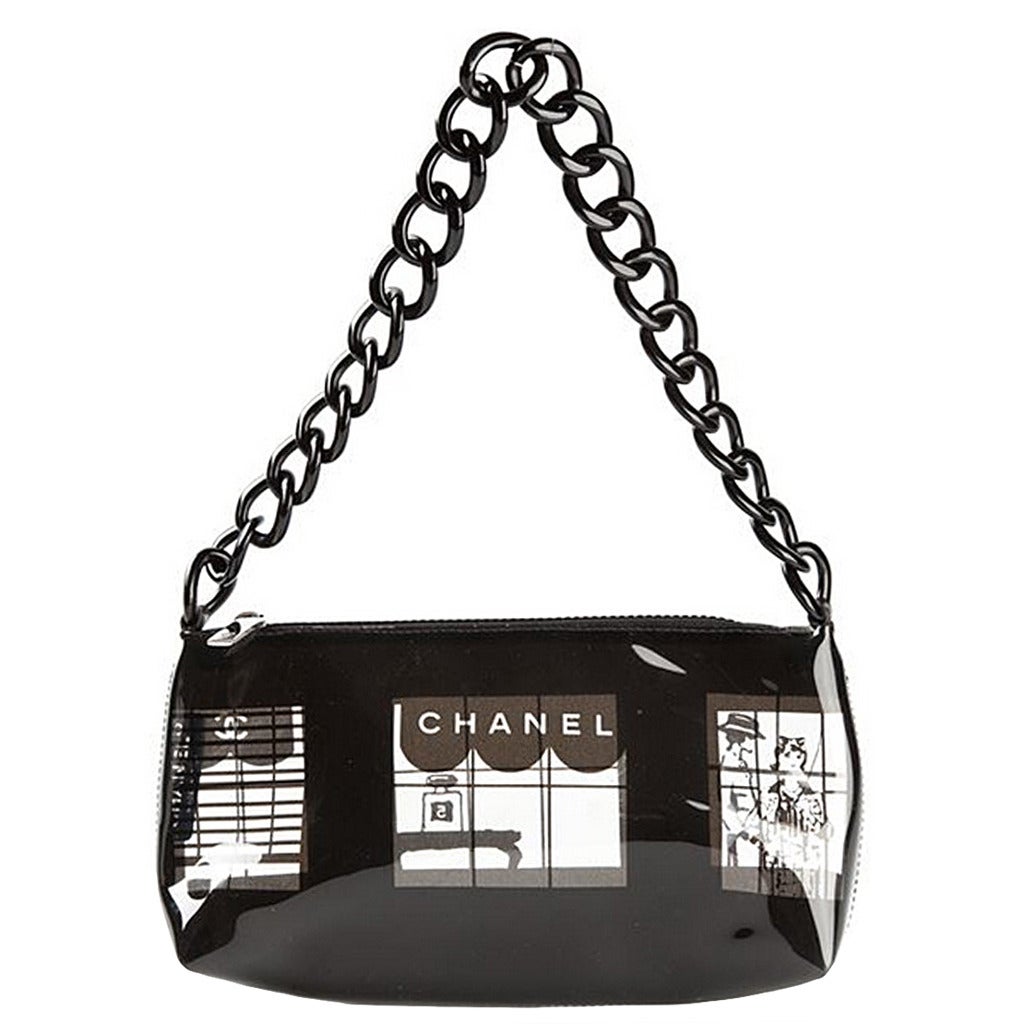 Chanel Rare Collectors Black Vintage Quilted Satin Micro Flap Bag Necklace