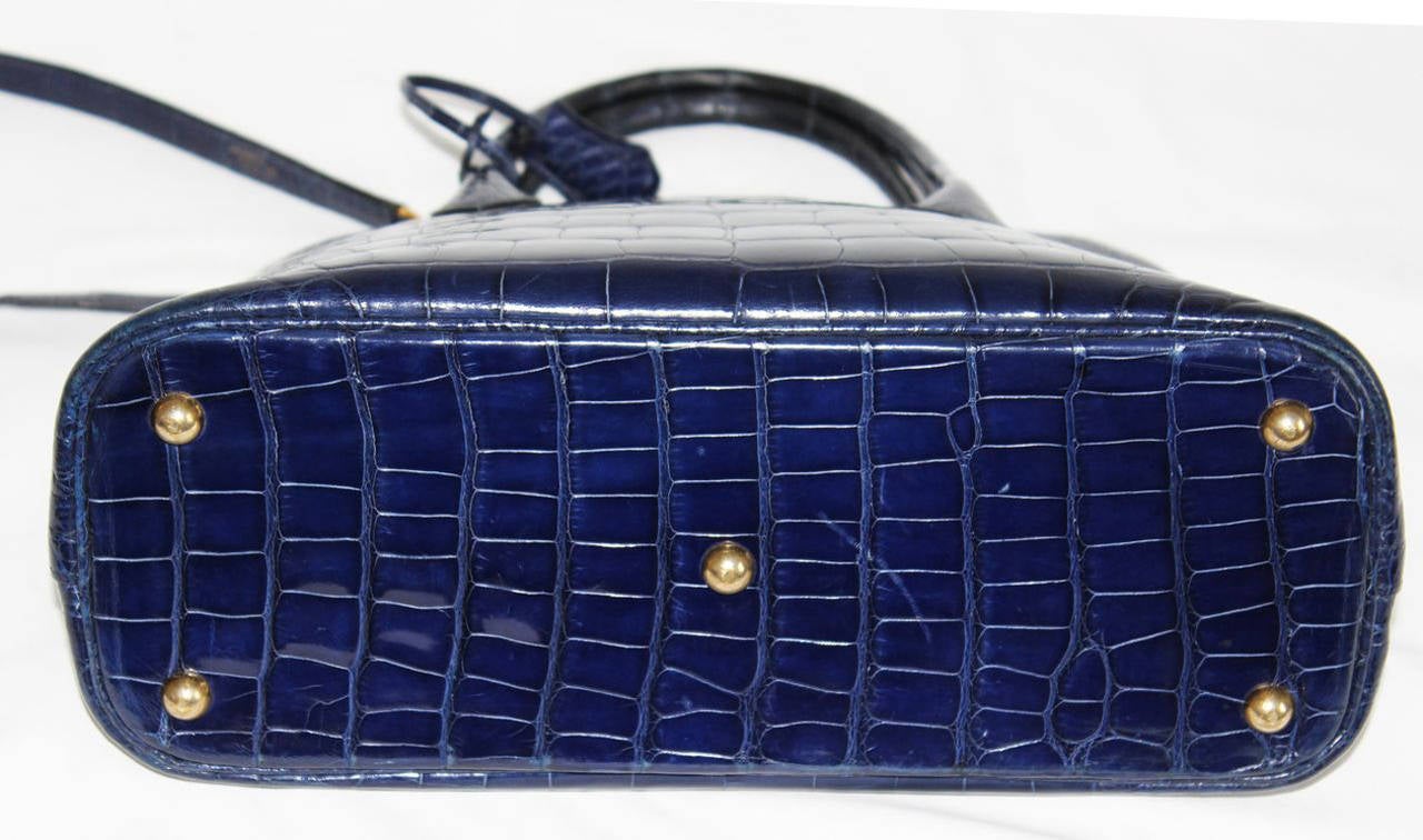 Purple Hermès Fabulous Blue Alligator Bolide Handbag For Sale