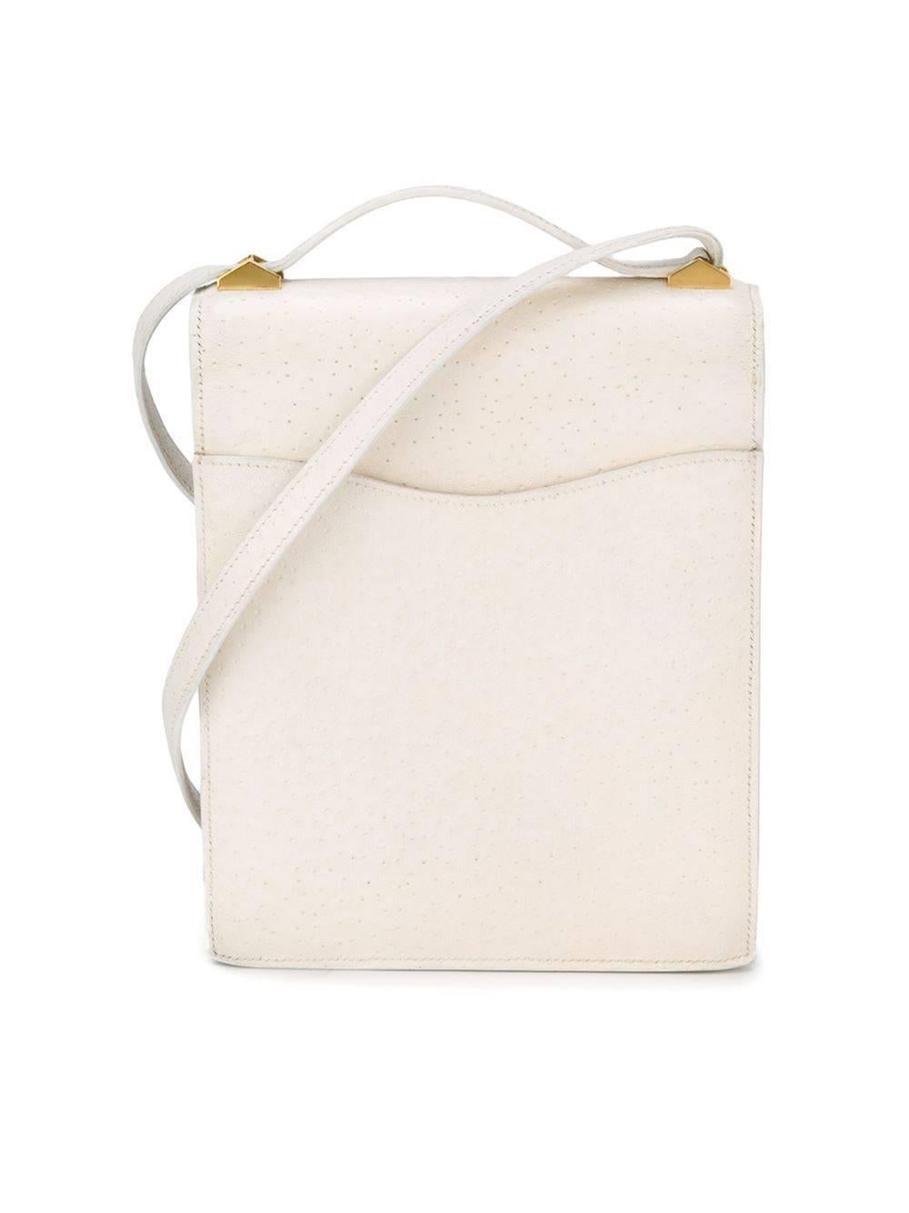 Hermès White Beluga Vintage Leather Bag, 1960s at 1stDibs
