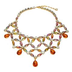 Exceptional multi-colored crystal glamour necklace of the 50s