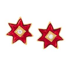 Christian Lacroix red stars earrings 80s