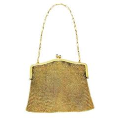 Elegant & rare gilt mesh little evening bag of the 30s 3