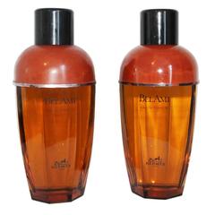 Exceptional pair of huge Hermes Bel Ami perfume bottles 1986 