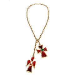 Rare eagle & cross YSL pendant by Goossens 80s 9