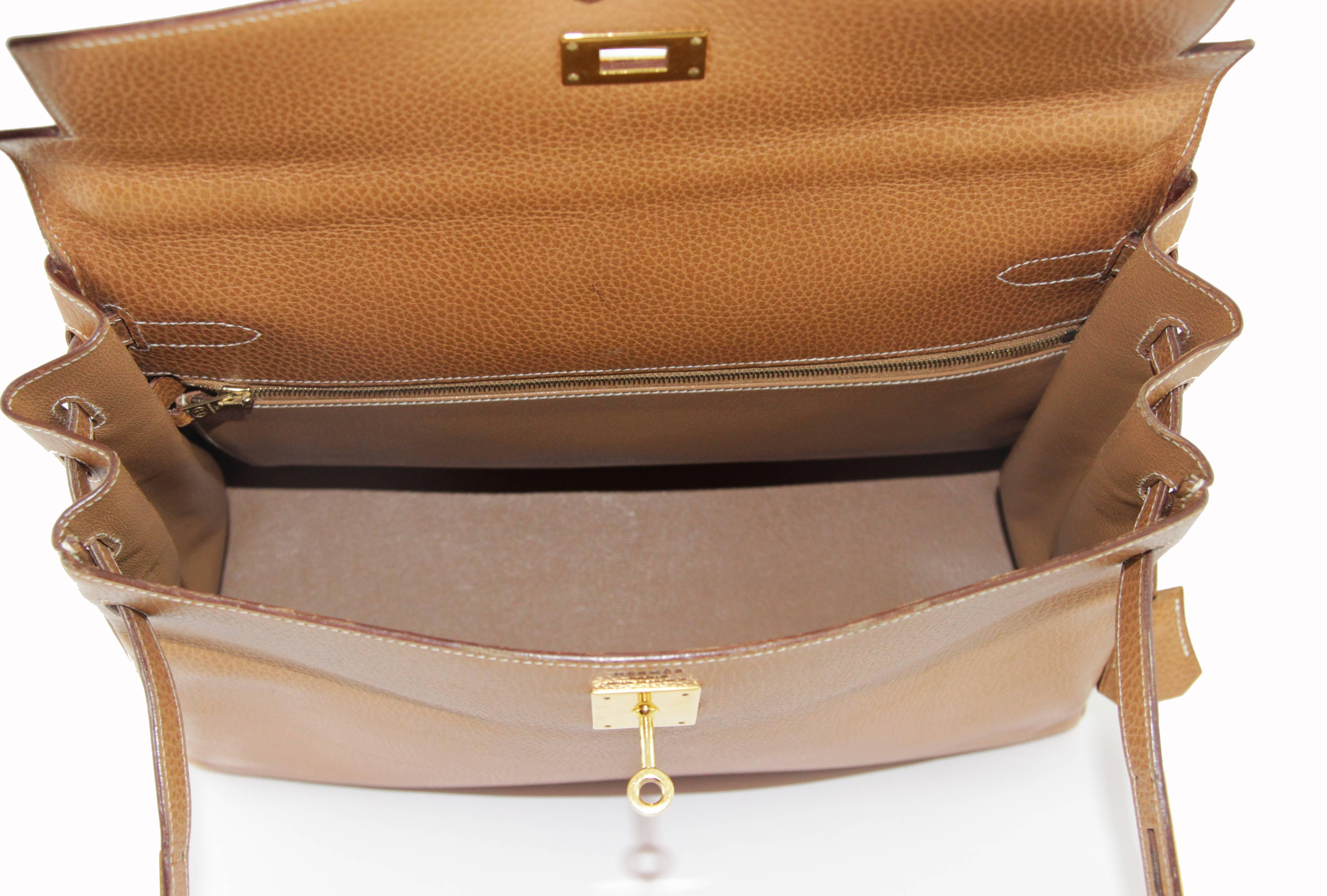 Iconic Hermes Kelly Gold Leather Rarity 35 cm  3