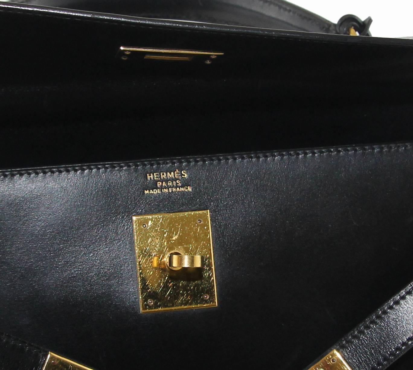 Women's or Men's Hermes Kelly black box Handbag Shoulder strap 32 cm