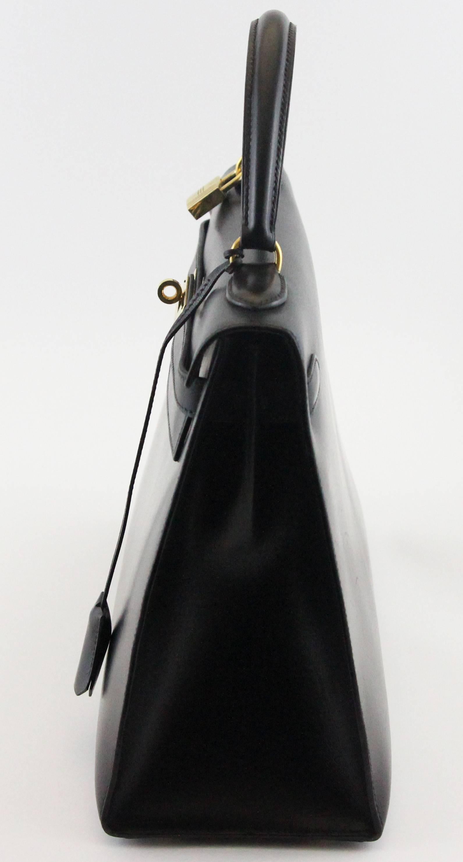 Black Hermes Kelly black box Handbag Shoulder strap 32 cm