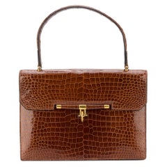 Hermes Palonnier crocodile and gold color hardware Bag, 1960s