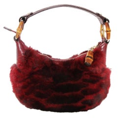 Vintage Gucci fur bamboo handbag 90s New condition