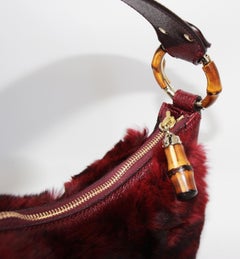 Gucci fur bamboo handbag 90s New condition