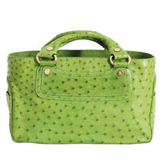 Vintage Rare Incredible Céline Green Ostrich Handbag