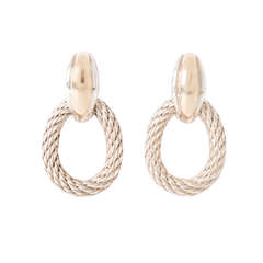 Hermes Silver & 18 Karat Gold twisted Earrings