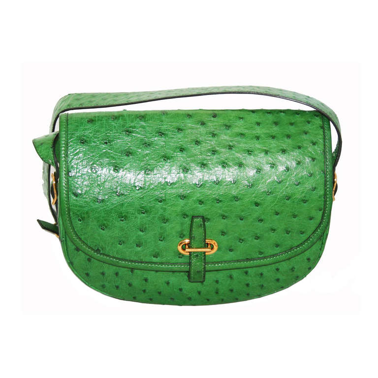 Exceptional Hermes Green Ostrich Golf Bag 1970