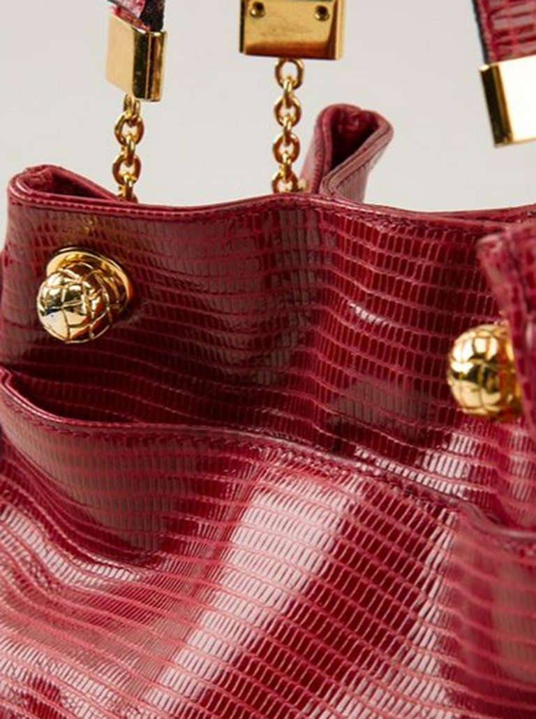 Women's Gorgeous Burgundy Vintage Bottega Veneta Lizard Handbag