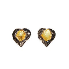 Gorgeous "Rock" heart vintage earrings made by Goossens for YSL