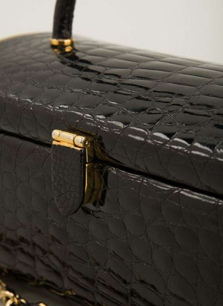 Unique Black Croco Box handbag 1960 1
