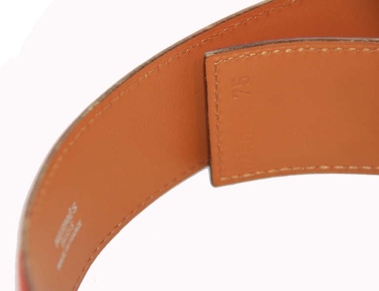 A gorgeous Orange Medor Belt of Hermes. Marked: Hermès Paris Made in France. Letter A in a square - 1997. Excellent vintage condition. Size: 75 cm - 29.5 in. width: 4 cm - 1.6 in.