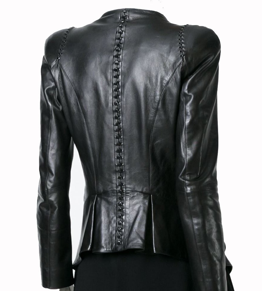 Alexander Mcqueen Black fitted leather Jacket at 1stDibs