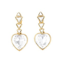 Gorgeous YSL Heart Crystal Earrings 1980