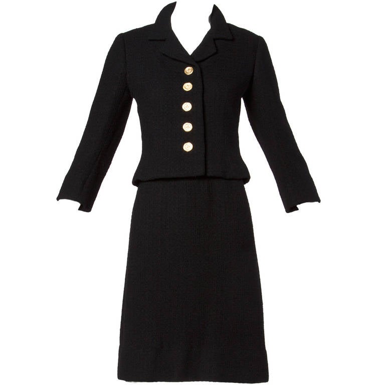 Ben Zuckerman Vintage 1950s 50s Classic Black Wool + Silk Skirt Suit at ...