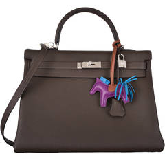 HERMES KELLY BAG STUNNING BROWN 35cm ECORCE WITH PHW TOGO JaneFinds