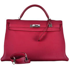HERMES KELLY BAG 40cm RESPBERRY RUBIS W PHW JaneFinds
