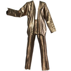 Unworn Calvin Klein Vintage 1970s 70s Metallic Silk Disco Pants + Jacket