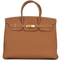 2014 Hermes Birkin Bag 35 Gold Togo Leather Gold Hardware