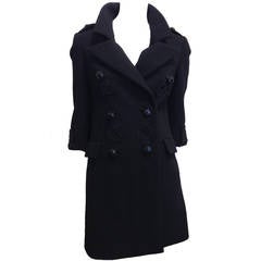 Prada Black Coat with Embroidered Patches