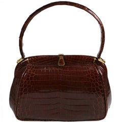 Josef Chestnut Center Cut Alligator Bag