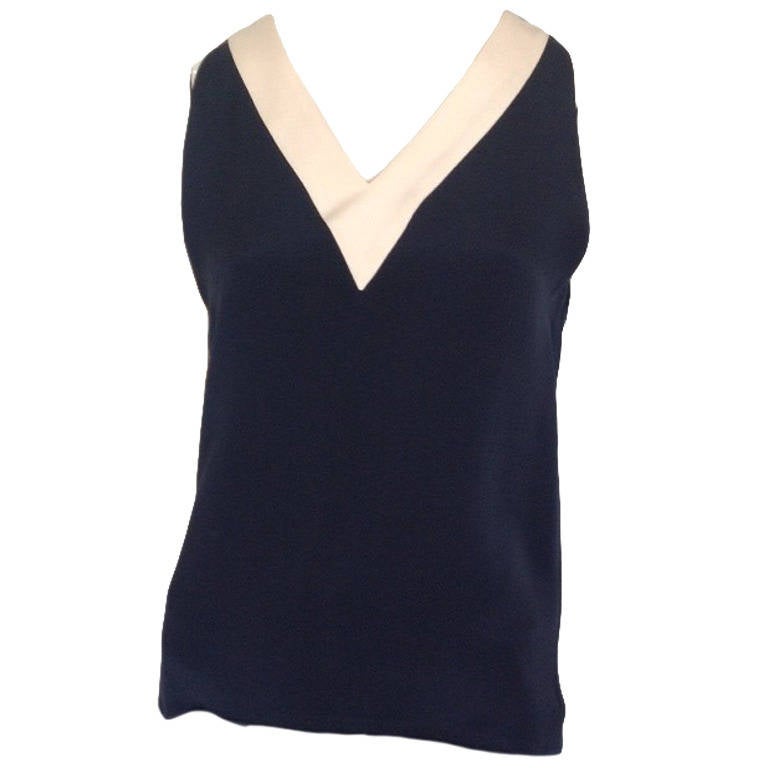 Chanel Navy and Creme Top