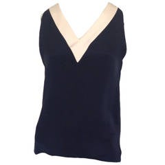 Vintage Chanel Navy and Creme Top