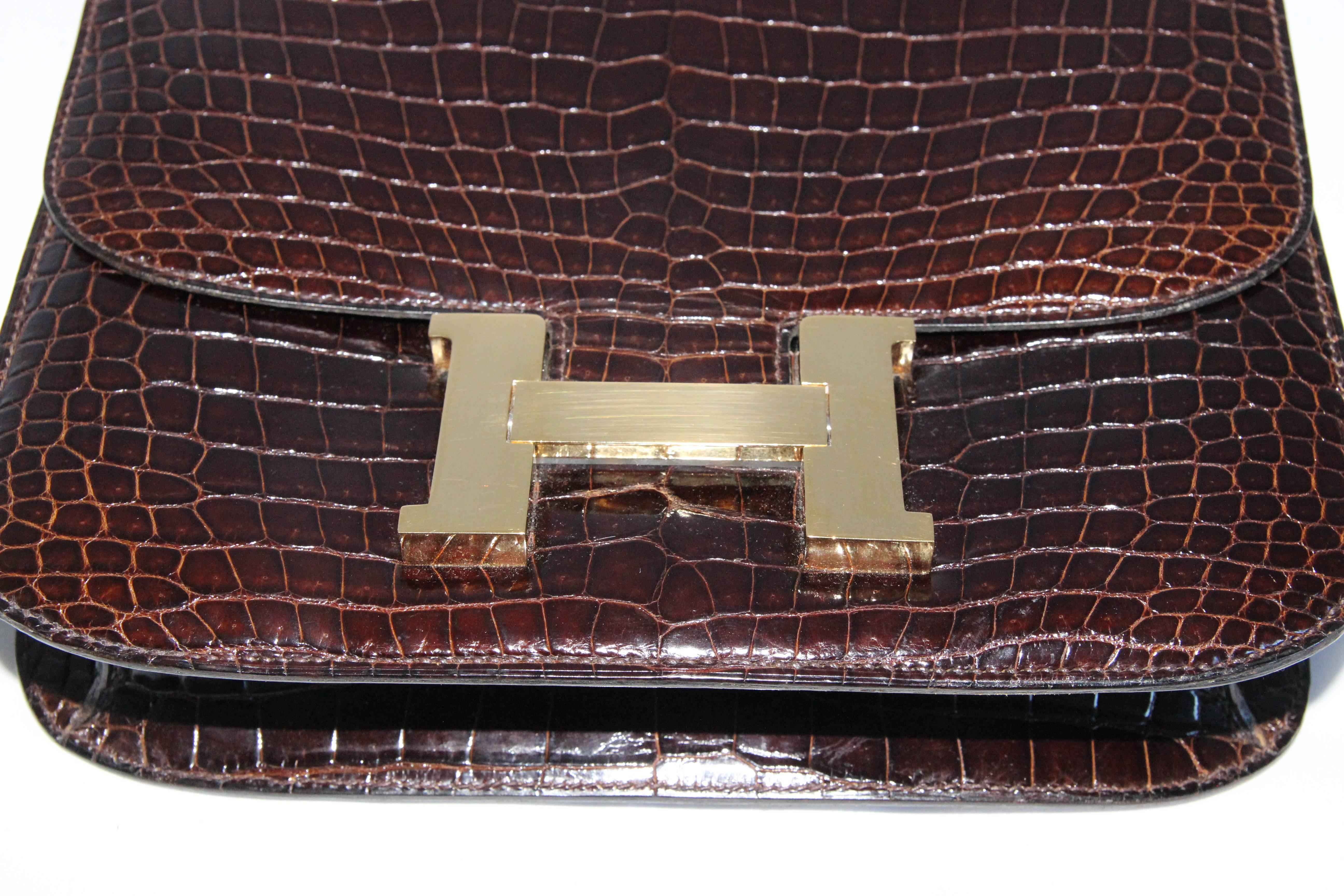 Exceptional Hermes Constance Brown Crocodile 1970 2