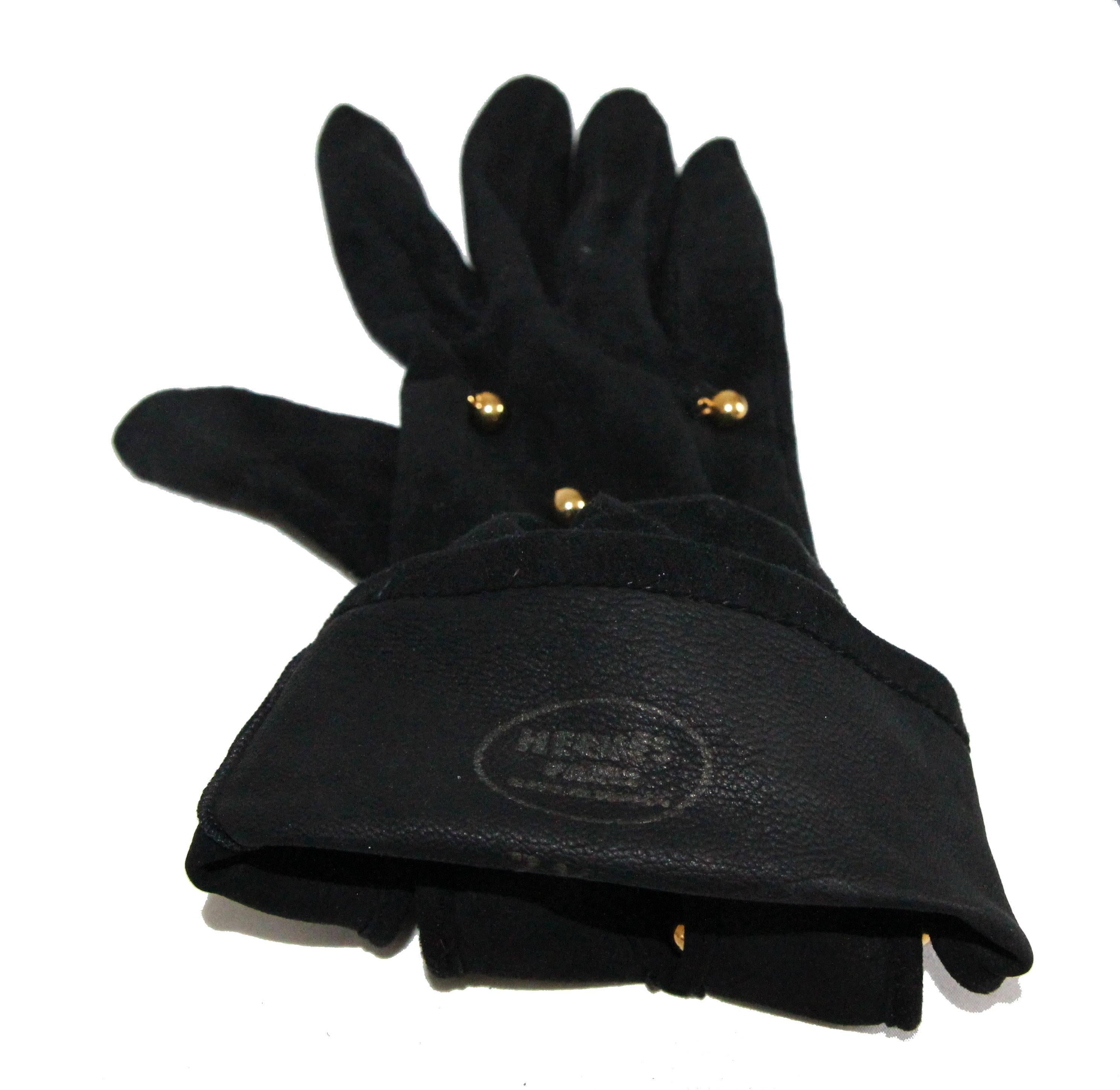 Black Fabulous Hermes Long Gloves of the 80s