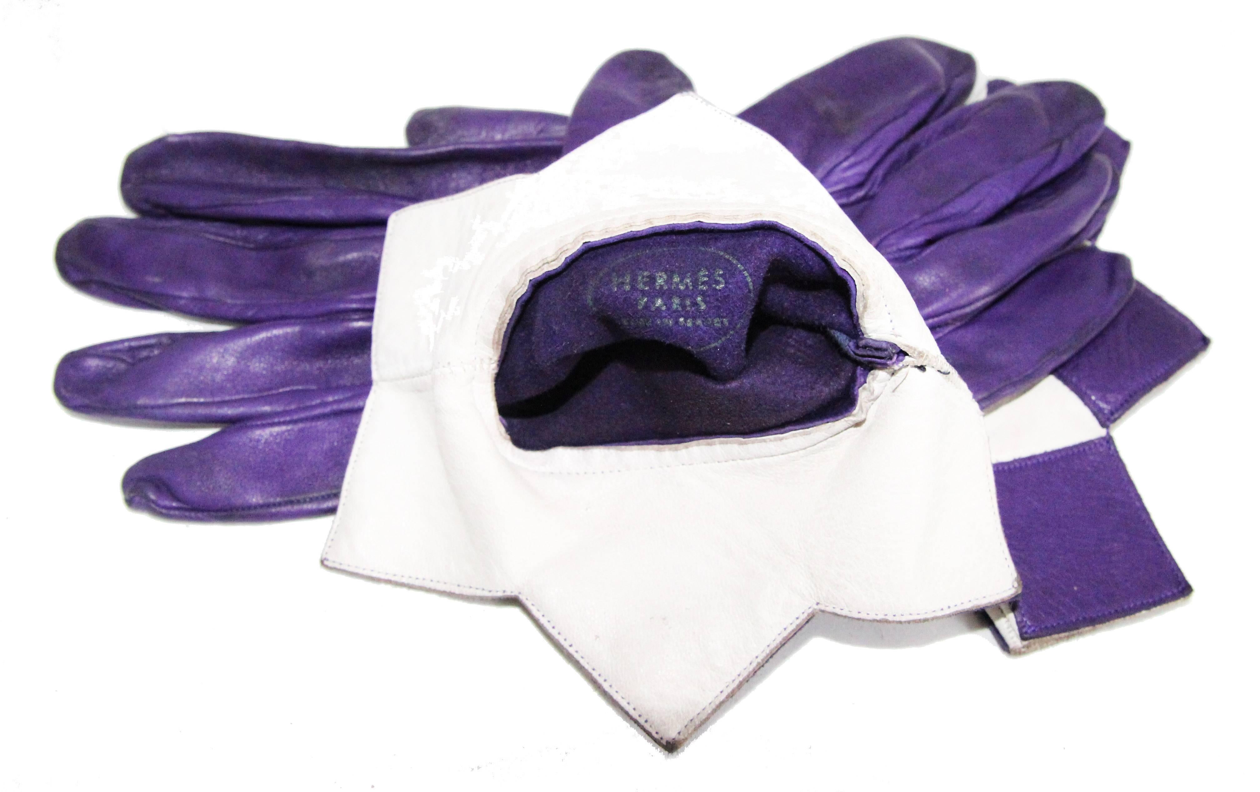 Purple Hermes Arlequin Unique & Collectable Gloves 1980