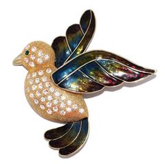 Huge Bird Couture Brooch 1980