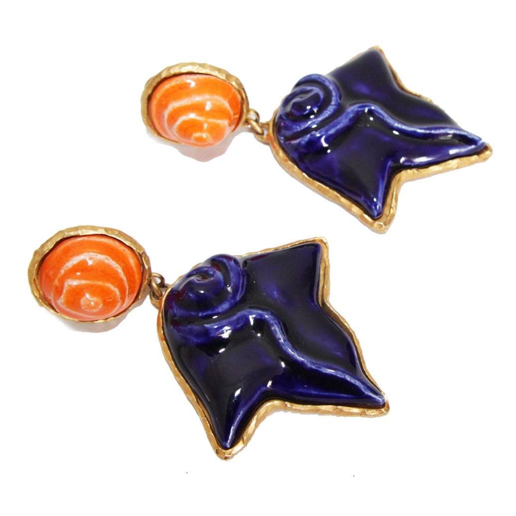 Gorgeous French Dominique Denaive Ceramic earrings c.1980 In Excellent Condition In Verviers, BE