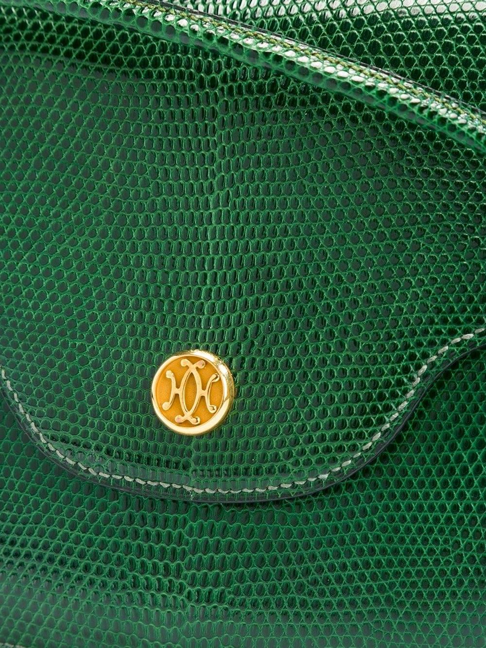 Gorgeous Hermes 70s green lizard bag In New Condition In Verviers, BE