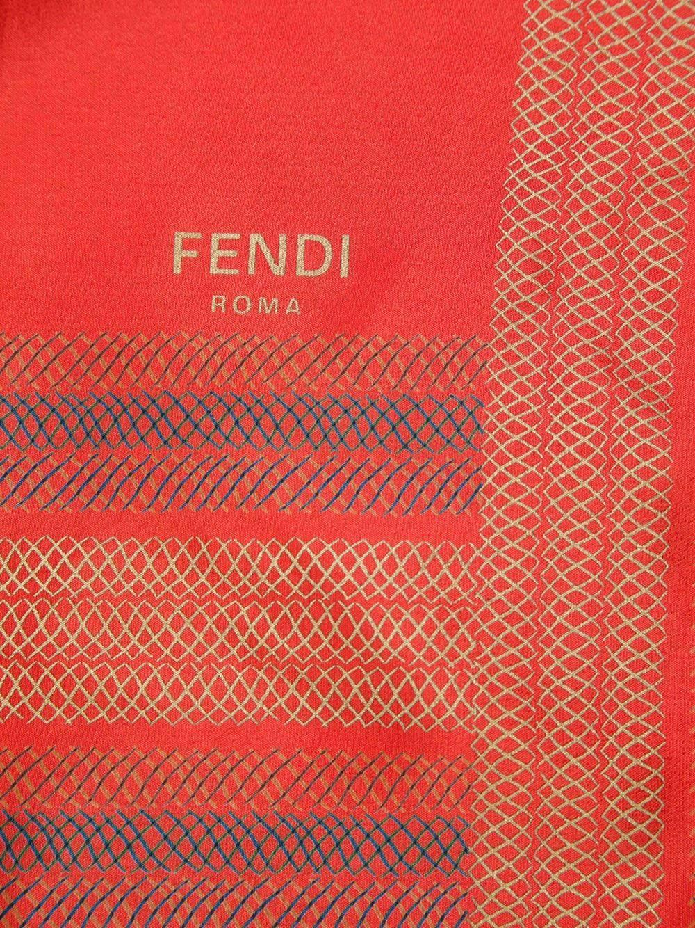 Gorgeous Fendi silk scarf featuring finished edges and a printed logo. Excellent condition. Simple & so chic! Marked Fendi Roma. Size: 90 cm - 35.4 in. 