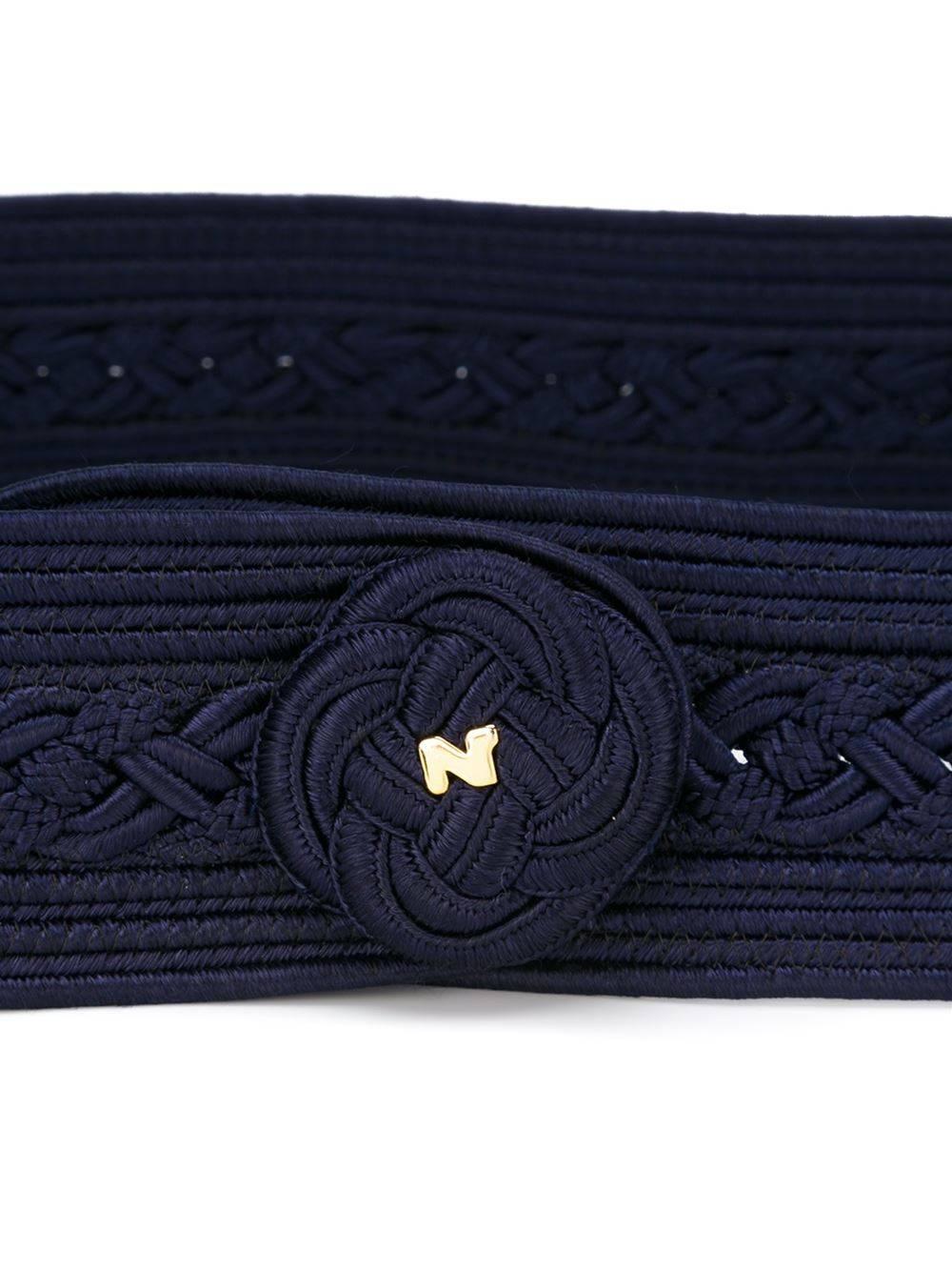 Navy blue satin passementerie belt from Nina Ricci Vintage. Early 80s. Adjustable size. Excellent vintage condition. Size : width: 5 cm - 2 in, total length: 85 cm - 33.5 in. 
Perfect gift and so elegant !