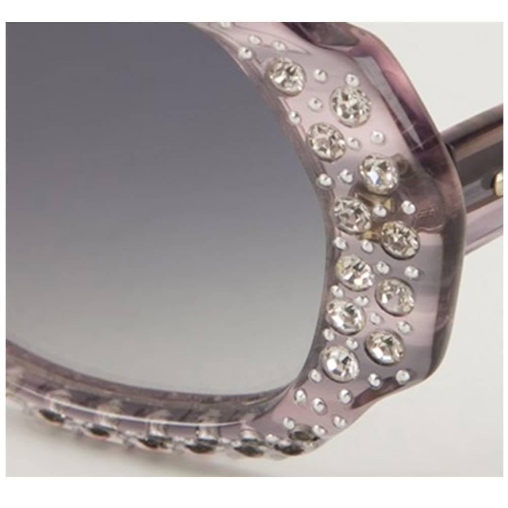 Gray Emilio Pucci 70s crystal Maharaja collection rectangular sunglasses