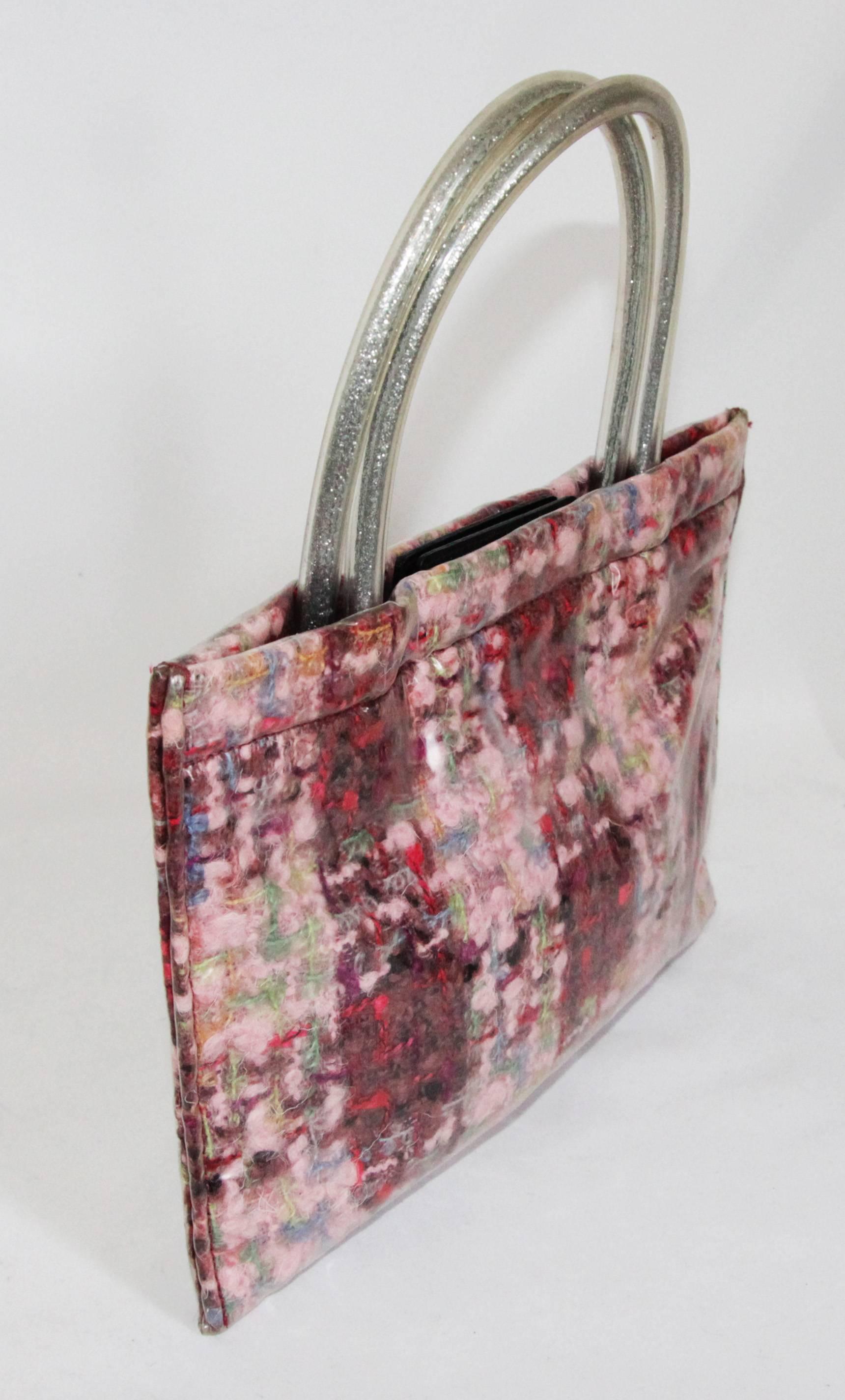 Little Miu Miu vintage pink handbag, c.1990. Made of pink, fushia, green 