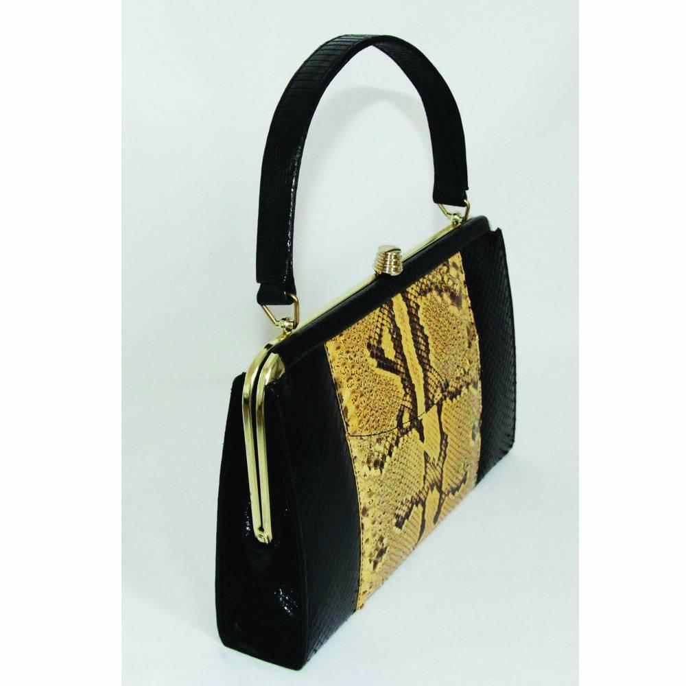 Black Unique snake & python vintage handbag 60s