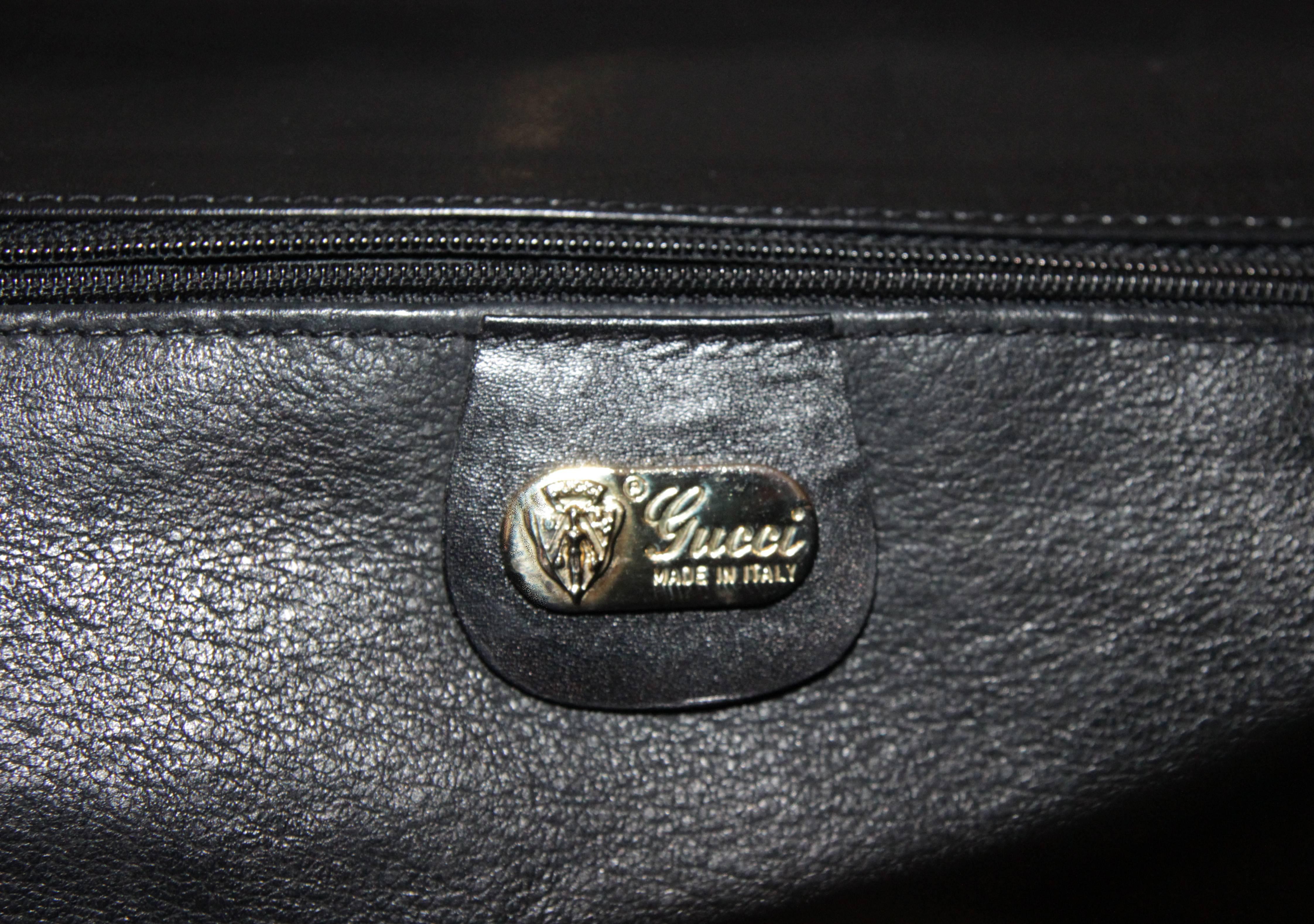 Exceptional large Gucci black lizard clutch 80s In Excellent Condition In Verviers, BE