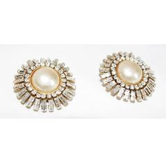 Fabulous Chanel haute couture pearls & crystal earrings early 80s