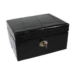Retro black crocodile jewellery box