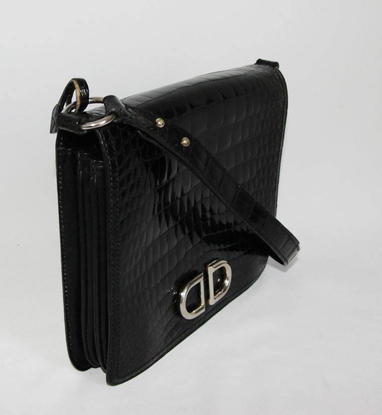Black Stunning Delvaux black crocodile bag of the 60s