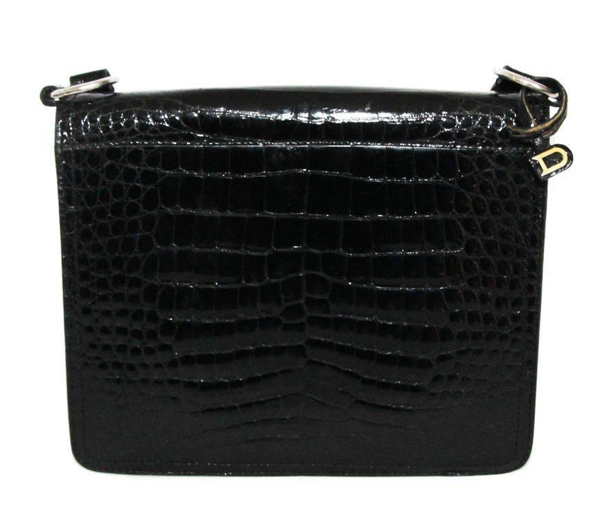 Stunning Delvaux black crocodile bag of the 60s In Excellent Condition In Verviers, BE