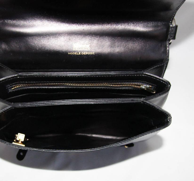 Stunning Delvaux black crocodile bag of the 60s 1